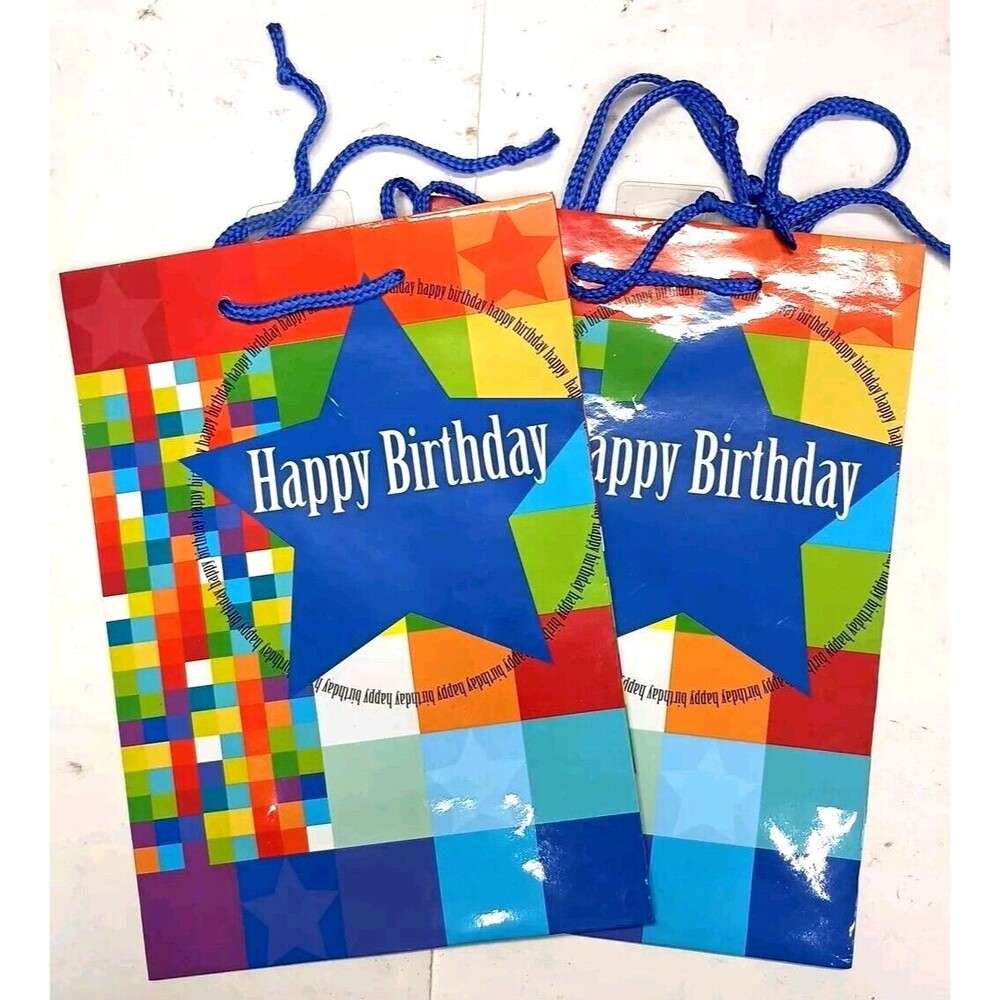 Set Of American Greetings Colorful Star Printed Happy Birthday Gift Bags